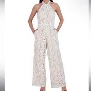 julia jordan ivory lace jumpsuit - size 6